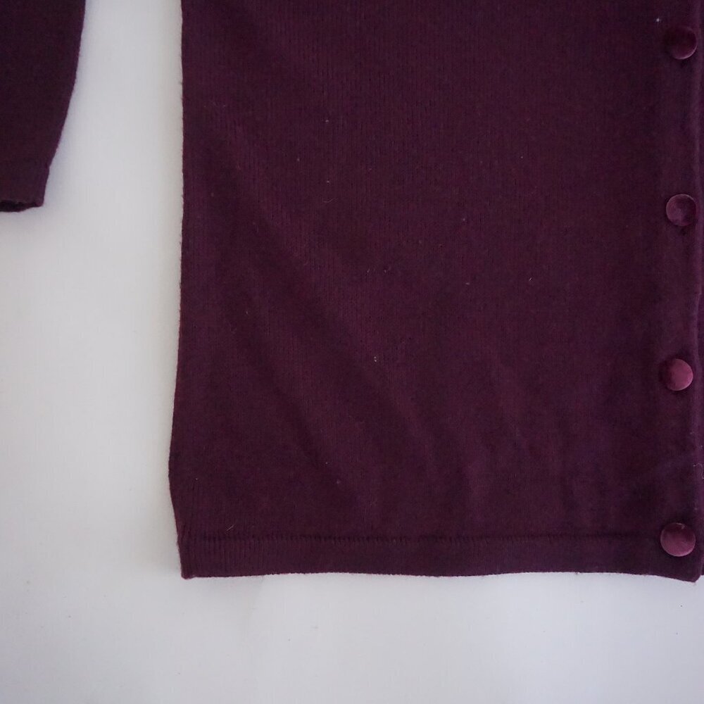 Vintage Alfred Dunner Plum Beaded Floral Bow Embroidered Wool Knit Cardigan M - Picture 8 of 10